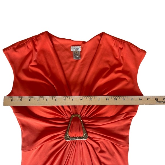 Cache Orange Midi Dress with Gold Detail Size 6 - Picture 4 of 8